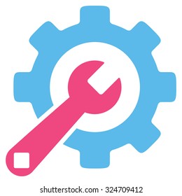 Service Tools vector icon. Style is bicolor flat symbol, pink and blue colors, rounded angles, white background.