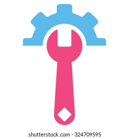 Service Tools vector icon. Style is bicolor flat symbol, pink and blue colors, rounded angles, white background.