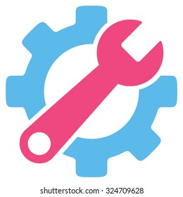 Service Tools vector icon. Style is bicolor flat symbol, pink and blue colors, rounded angles, white background.