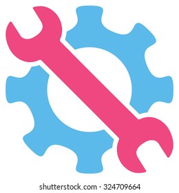 Service Tools vector icon. Style is bicolor flat symbol, pink and blue colors, rounded angles, white background.