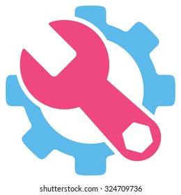 Service Tools vector icon. Style is bicolor flat symbol, pink and blue colors, rounded angles, white background.