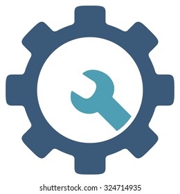 Service Tools vector icon. Style is bicolor flat symbol, cyan and blue colors, rounded angles, white background.