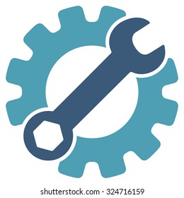 Service Tools vector icon. Style is bicolor flat symbol, cyan and blue colors, rounded angles, white background.