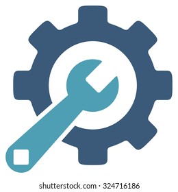 Service Tools vector icon. Style is bicolor flat symbol, cyan and blue colors, rounded angles, white background.