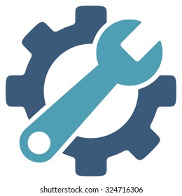 Service Tools vector icon. Style is bicolor flat symbol, cyan and blue colors, rounded angles, white background.