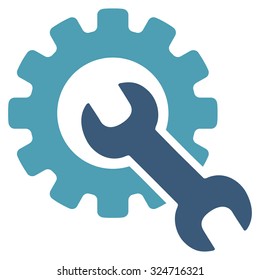 Service Tools vector icon. Style is bicolor flat symbol, cyan and blue colors, rounded angles, white background.