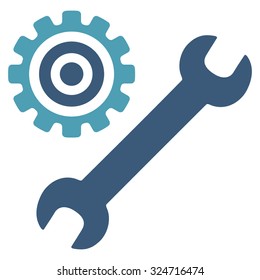 Service Tools vector icon. Style is bicolor flat symbol, cyan and blue colors, rounded angles, white background.