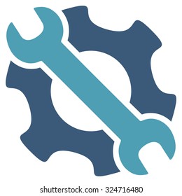 Service Tools vector icon. Style is bicolor flat symbol, cyan and blue colors, rounded angles, white background.