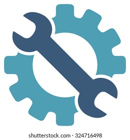 Service Tools vector icon. Style is bicolor flat symbol, cyan and blue colors, rounded angles, white background.
