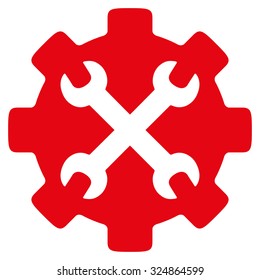 Service Tools vector icon. Style is flat symbol, red color, rounded angles, white background.