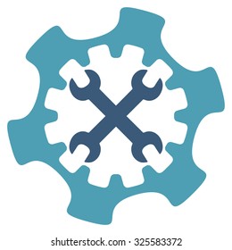 Service Tools vector icon. Style is bicolor flat symbol, cyan and blue colors, rounded angles, white background.