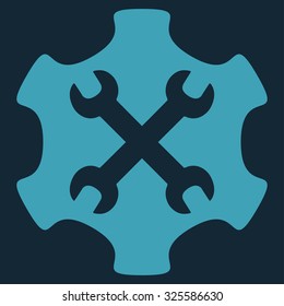 Service Tools vector icon. Style is flat symbol, blue color, rounded angles, dark blue background.