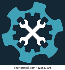 Service Tools vector icon. Style is bicolor flat symbol, blue and white colors, rounded angles, dark blue background.