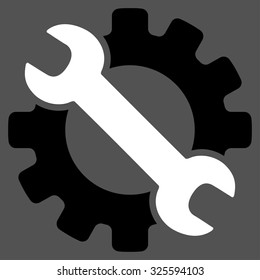 Service Tools vector icon. Style is bicolor flat symbol, black and white colors, rounded angles, gray background.