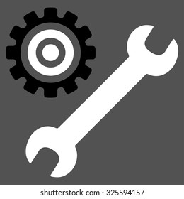 Service Tools vector icon. Style is bicolor flat symbol, black and white colors, rounded angles, gray background.