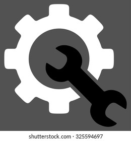 Service Tools vector icon. Style is bicolor flat symbol, black and white colors, rounded angles, gray background.