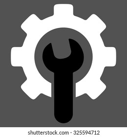 Service Tools vector icon. Style is bicolor flat symbol, black and white colors, rounded angles, gray background.