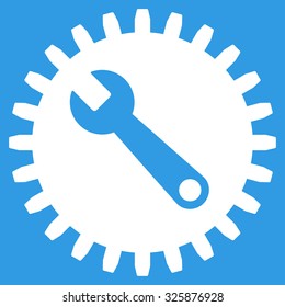Service Tools vector icon. Style is flat symbol, white color, rounded angles, blue background.