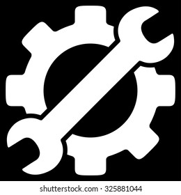 Service Tools vector icon. Style is flat symbol, white color, rounded angles, black background.