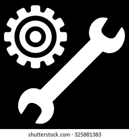 Service Tools vector icon. Style is flat symbol, white color, rounded angles, black background.