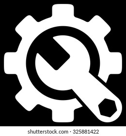 Service Tools vector icon. Style is flat symbol, white color, rounded angles, black background.