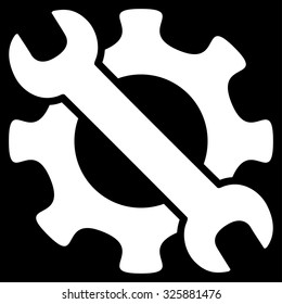 Service Tools vector icon. Style is flat symbol, white color, rounded angles, black background.