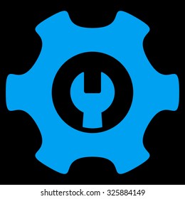 Service Tools vector icon. Style is flat symbol, blue color, rounded angles, black background.