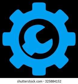 Service Tools vector icon. Style is flat symbol, blue color, rounded angles, black background.