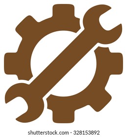 Service Tools vector icon. Style is flat symbol, brown color, rounded angles, white background.
