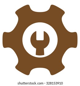 Service Tools vector icon. Style is flat symbol, brown color, rounded angles, white background.