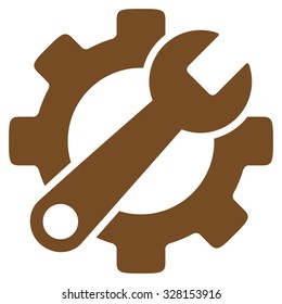 Service Tools vector icon. Style is flat symbol, brown color, rounded angles, white background.