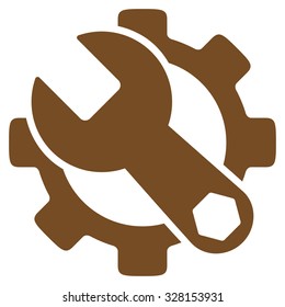 Service Tools vector icon. Style is flat symbol, brown color, rounded angles, white background.