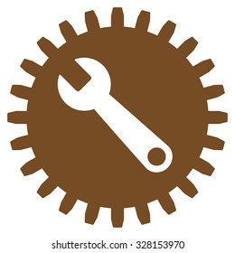 Service Tools vector icon. Style is flat symbol, brown color, rounded angles, white background.