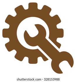 Service Tools vector icon. Style is flat symbol, brown color, rounded angles, white background.