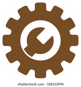 Service Tools vector icon. Style is flat symbol, brown color, rounded angles, white background.