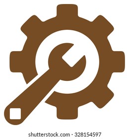 Service Tools vector icon. Style is flat symbol, brown color, rounded angles, white background.