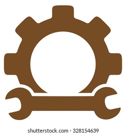 Service Tools vector icon. Style is flat symbol, brown color, rounded angles, white background.