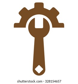 Service Tools vector icon. Style is flat symbol, brown color, rounded angles, white background.