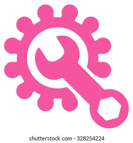 Service Tools vector icon. Style is flat symbol, pink color, rounded angles, white background.