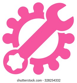 Service Tools vector icon. Style is flat symbol, pink color, rounded angles, white background.