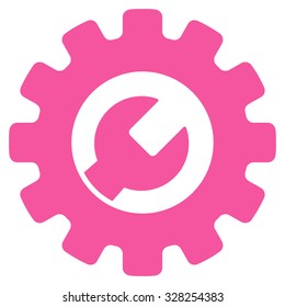 Service Tools vector icon. Style is flat symbol, pink color, rounded angles, white background.