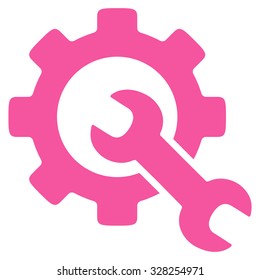 Service Tools vector icon. Style is flat symbol, pink color, rounded angles, white background.