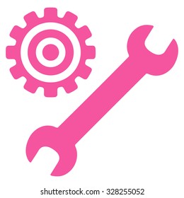 Service Tools vector icon. Style is flat symbol, pink color, rounded angles, white background.