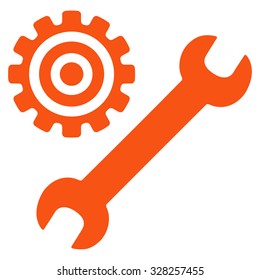 Service Tools vector icon. Style is flat symbol, orange color, rounded angles, white background.