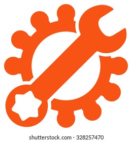 Service Tools vector icon. Style is flat symbol, orange color, rounded angles, white background.