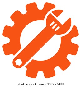 Service Tools vector icon. Style is flat symbol, orange color, rounded angles, white background.