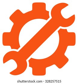 Service Tools vector icon. Style is flat symbol, orange color, rounded angles, white background.