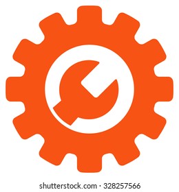 Service Tools vector icon. Style is flat symbol, orange color, rounded angles, white background.