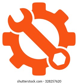 Service Tools vector icon. Style is flat symbol, orange color, rounded angles, white background.