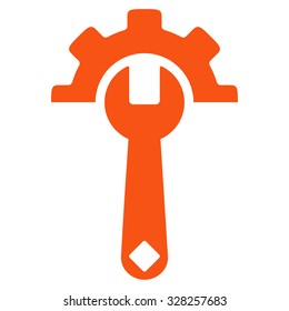 Service Tools vector icon. Style is flat symbol, orange color, rounded angles, white background.